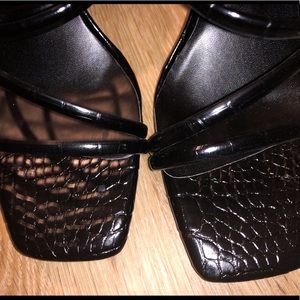 Brand New Black Alligator Block Heels
